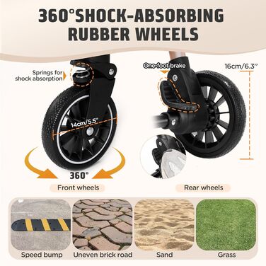 Трансформер для котів та собак Gimars до 20 кг, чорний: візок-переноска, 4-в-1, з гальмом, регульована ручка, дощовик