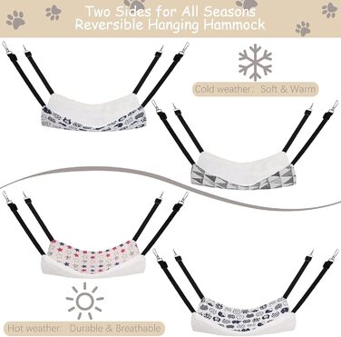 Кішка лежанка-гамак на підвісці, 3 шт. - тепла гамачна лежанка для котів та інших дрібних тварин з регульованими ременями та металевими застібками