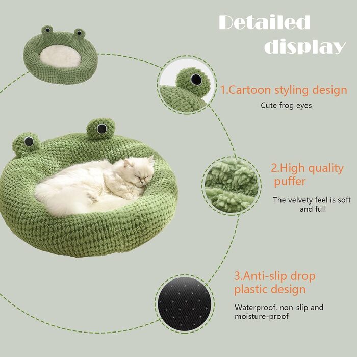 Квіткове ліжко для котів JINGTOPS, м'яке гніздо-лежанка у формі подушки, тепле та зручне ліжко для котів та маленьких цуценят (M-50см, кругле)