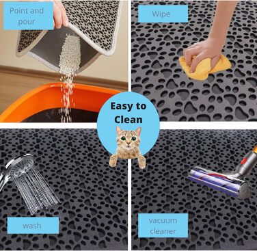 Килимок під лоток для котів, чорний, 60-74 см, 38x61 см, двошаровий, EVA, вологостійкий