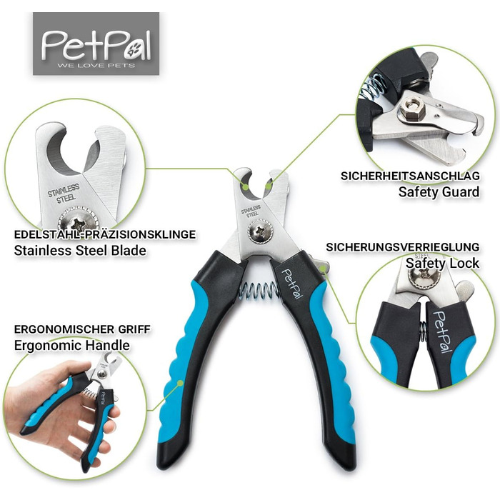 Ножиці для обрізки кігтів собак та котів PetPä Profi: безпечне та просте догляду вдома, з захистом від випадкових порізів
