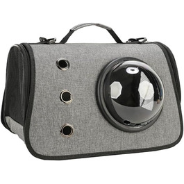 Рюкзак-переноска для котів та маленьких собак з прозорим вікном (Рожевий) (Сірий)