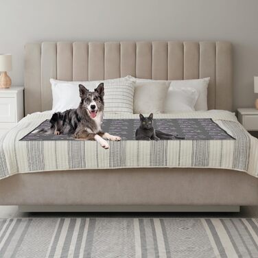 Килимок для тварин на вулицю та в будинок, 127 x 152,4 см, зручний, водонепроникний, для пікніків та подорожей, складаний, сірий, орхідея