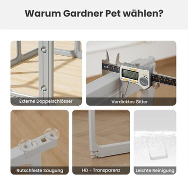 Клітка-вигул для цуценят Gardner Pet Acryl, 60 см, 8 панелей. Підходить для цуценят, кроликів, котів, свиней. Зручна, прозора, з присосками. Білий колір