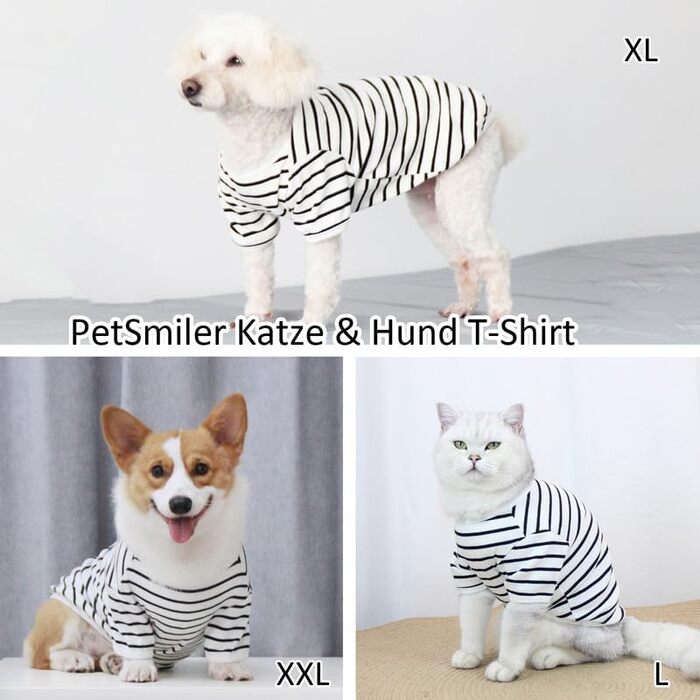 Пуловер для собак - тонкий, середнього розміру, стильний, з принтом, для маленьких собак, еластичний, для Французького бульдога (червоний), червоно-білий (L, чорно-білий)