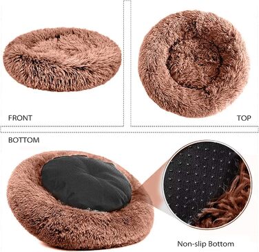 М'яке ліжко для собак та котів PETCUTE - кругленьке, мите, коричневе