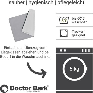 М'яке ліжко для собак великих порід Doctor Bark GreenLabel, зелений колір, знімний чохол L, світло-сірий