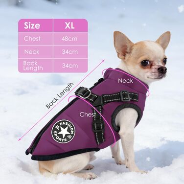 Водонепроникний собачий плащ з ніжками, теплий зимовий плащ для собак, куртка для собак з отвором для шлейки, середній розмір (Lila M)