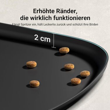 Підкладка під миску для котів DownyPaws, силіконова, 62 x 43 см, чорна. Захист від розливання, легко миється, BPA-free