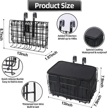 Складаний велосипедний кошик Meta з винімною сумкою для перенесення собак, тварин, продуктів, аксесуари для електровелосипеда