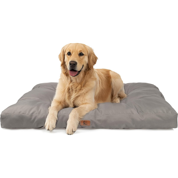 Килимок для собак великих порід 110x90 см - Міцний матеріал Oxford 600D, водовідштовхувальний, XXL, 10 см висоти, двосторонній, для використання на вулиці - Сірий 110x90x10 см