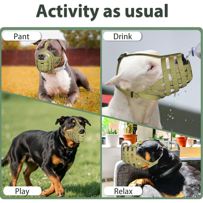 Майерзон Намордник для собак Пітбуль, Ротвейлер, Стаффордширський тер'єр - запобігання укусам, догляд за шерстю, дозволяє пити, зелений, розмір M (Snout Cir: 9.75'-11')