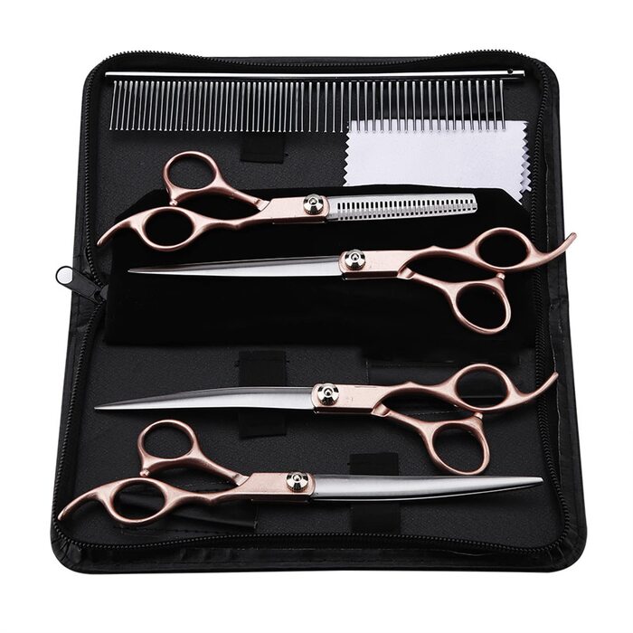 Набір професійних ножиць для грумінгу собак 7.0 дюймів, 4 шт. (гребінець, ножиці для грумінгу)