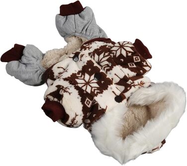 Зимовий теплий костюм для собак з капюшоном, м'який, з візерунком Сніжинка/Олень, для малих та середніх собак (M), колір кава