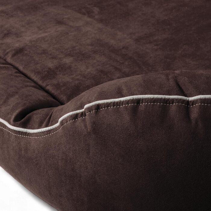 Ортопедичне ліжко для собак Tierlando® Marlon Nonplusultra з пінополіуретановою матрацом Visco Plus, м'який велюровий чохол, 170x110 см, коричневий (170x110 см, внутрішній розмір: 140x85 см)