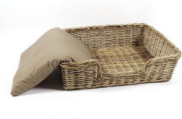 Корзина для собак Kobolo з ротангу з подушкою, 94x74x26 см