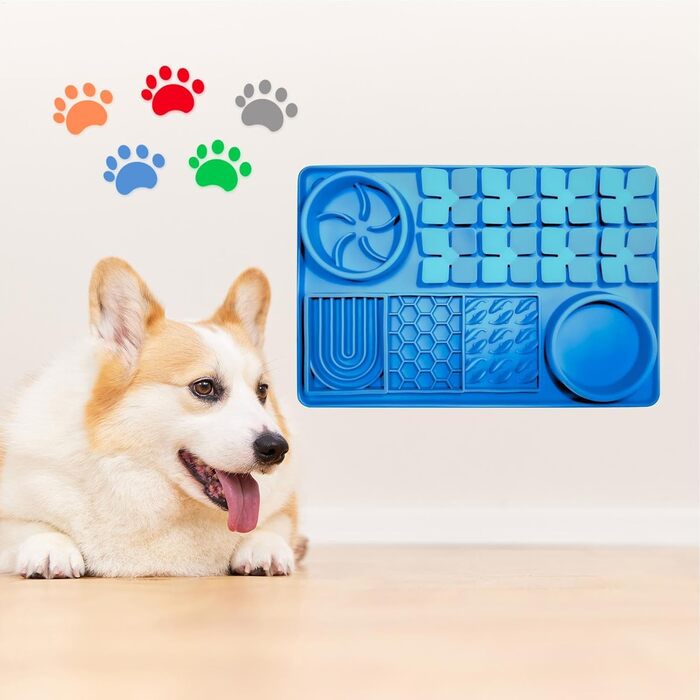 Килимок для повільного годування собак, антистрес, блакитний