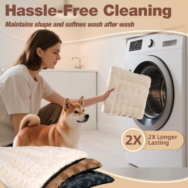 М'яка лежанка для собак Mora Pets: зручна та миюча підстилка для маленьких, середніх та великих собак, 74 x 46 см, бежева