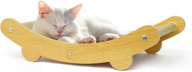 LUMIN TUTU Котячий будиночок 2-в-1: когтеточка та ліжко для котів, 59x34 см, міцний, з натурального льону, без виділення ворсу