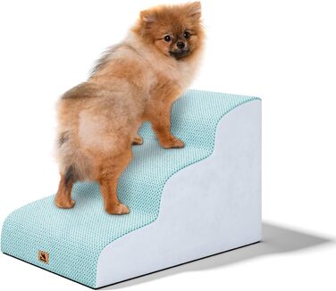Сходинка для собак маленьких порід, 3 сходинки, 40 см, для дому, антиковзка, для котів та собак, сіра (блакитна)