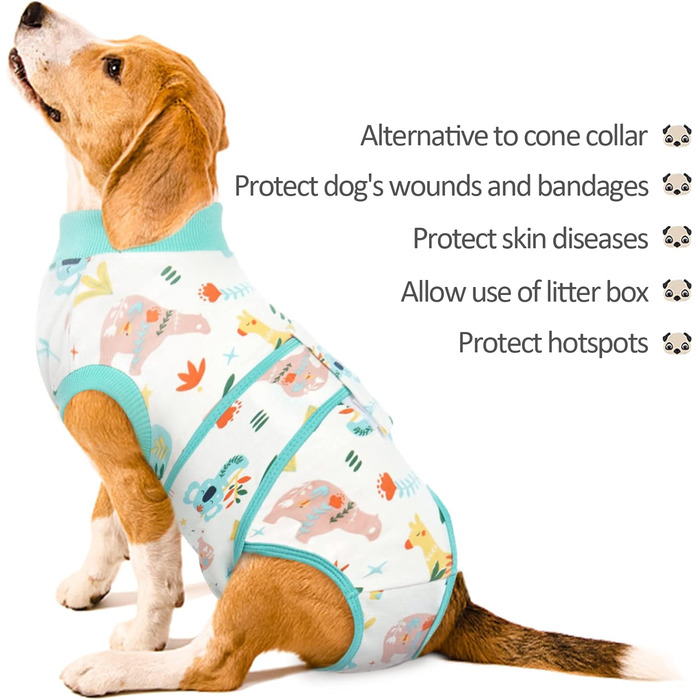 Тільце для собак після операції, захист від лизання, дихаюче, зелене, XS (1 шт.)