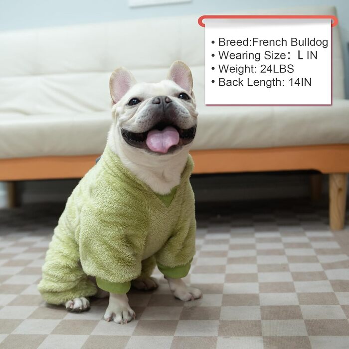 Піжама для собак, теплий зимовий светр, м'який велюр, для цуценят та собак середніх розмірів, котів, великих, зелений