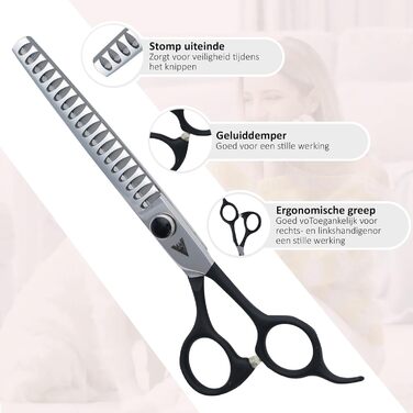 Професійний набір ножиць для грумінгу собак Achilles Pro Silver & Black 7 дюймів