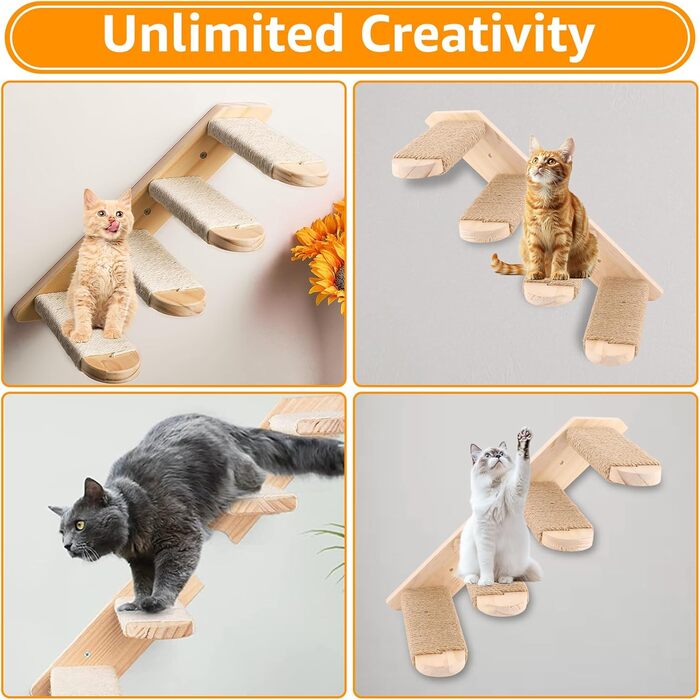 Кліматична стіна для котів DAJAVE з 8 сходинок, з джютового мотузка, для ігор та лазіння (до 20 кг)