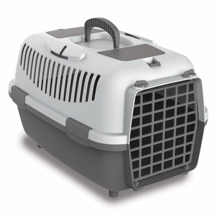 Номаде 3 - переноска для собак та котів, 60x40x38 см, до 12 кг, міцний поліпропілен, сірий колір