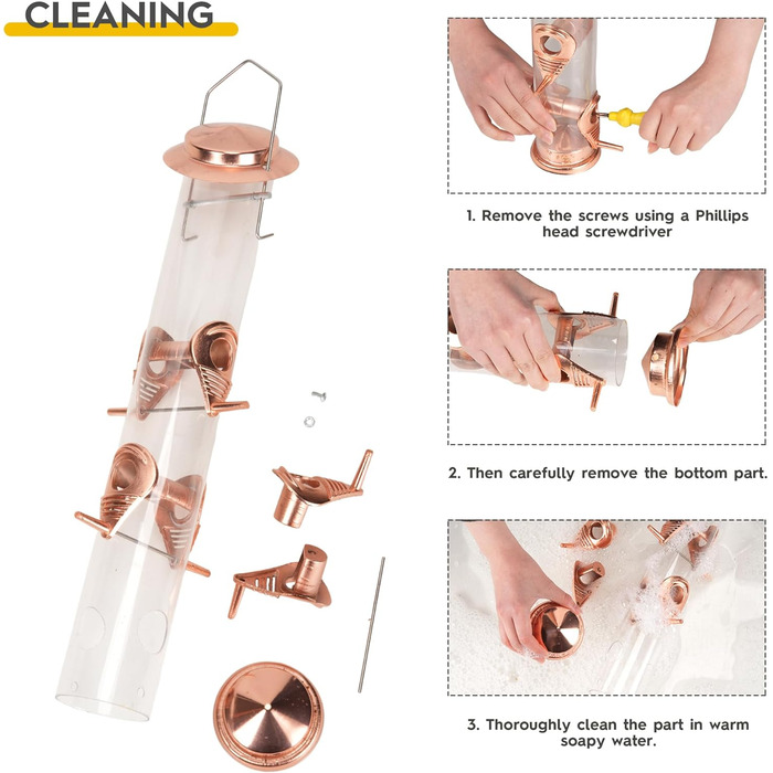 Металева годівниця для птахів з підвісним тросом, 6 відділень, Tubo