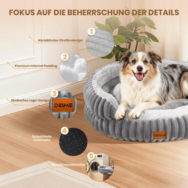 Ортопедичне ліжко для собак Deime, м'яке кругле ліжко, миється, собаче ліжко з знімним підкладом для двостороннього використання, кошик для собак, неслизький килимок для собак маленьких та середніх порід