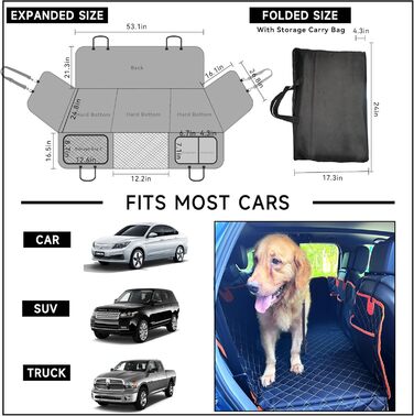 Захисний чохол на сидіння автомобіля для собак, великих порід, водонепроникний, стійкий до подряпин, з кишенями та сіткою, антиковзаючий, для подорожей