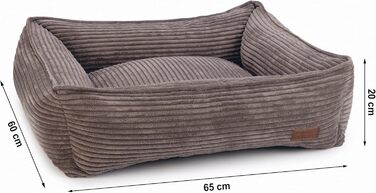 Крісло-лежанка для собак Lotte Ribbed, коричневе, 65x60x20 см