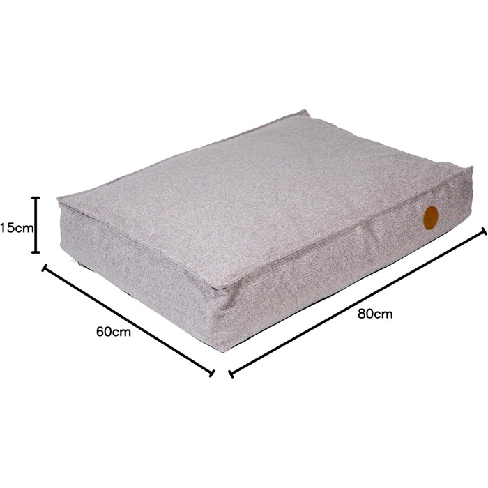 Ортопедичне ліжко для собак Jack and Vanilla JV Hampton - м'який кошик для собак з проблемами суглобів, сірий, M, 80 x 60 x 15 см