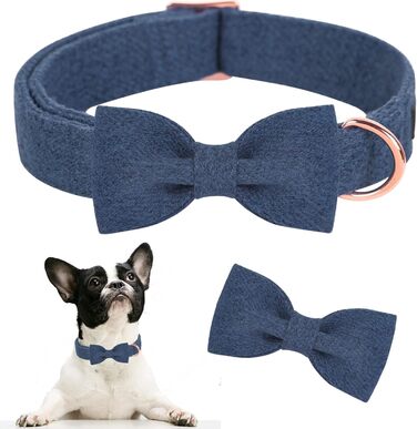Нашийник для собак Aring Pet на Різдво, бавовняний нашийник з бантом, милий нашийник для собак, подарунок з металевою пряжкою, для великих собак (XS, темно-синій)