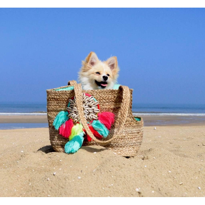 Сумка для собак Dog with a Mission Woodstock: містка переноска для маленьких собак та цуценят, сумка для вигулу, сумка на пляж, джут, 41 x 20 x 30 см