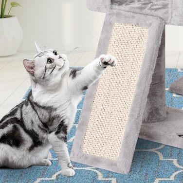 Котячий комплекс MIAO PAW 10 сірий: дряпка, ігровий будиночок, ліжко, стовпи з сизалю для котів