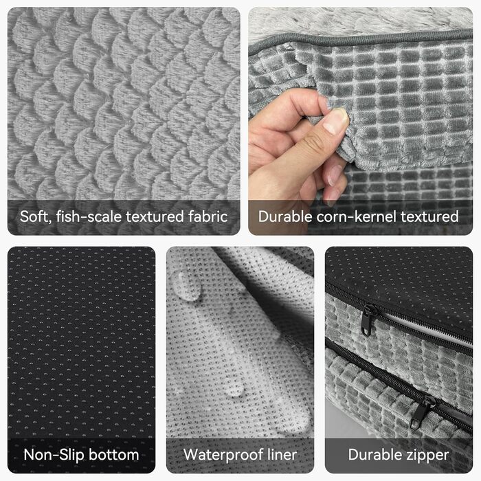 Ортопедичне ліжко для собак JOEJOY, диван для великих тварин, з піною з ефектом пам'яті, підтримує шию, розмір M (28'x 23'x 6.5'), сірий