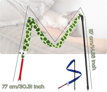 Іграшка для котів Andiker: плюшева котяча змія, 111.8 см, 2 шт. Інтерактивна іграшка для котів та кошенят, довга, легка