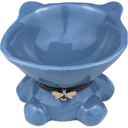 Підвищений годівниця для котів Busnos, керамічна, 14x13x11 см, блакитна