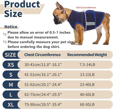 Жилет-заспокоювач для собак IECOii, регульований, з світловідбиваючими смугами, для собак маленьких порід, розмір S (XS, обхват грудей 30-41 см), темно-синій