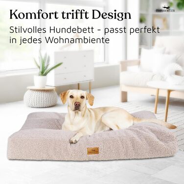 Ортопедична подушка для собак Freudentier - для маленьких, середніх та великих собак, 100x70 см, Greige, з сертифікацією Oeko-Tex, миється, антиковзаюча, лежанка/кошик для собак