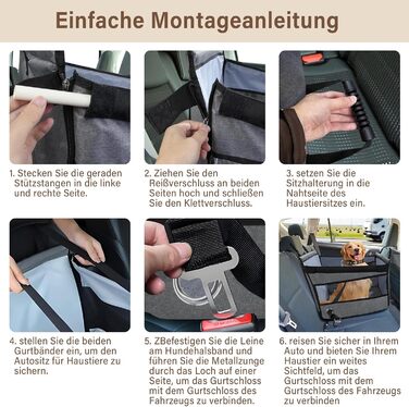 Автокрісло для собак - сіре автокрісло для малих та середніх собак, водовідштовхувальне, з сіткою та ременем безпеки, складане, підходить для будь-якого авто