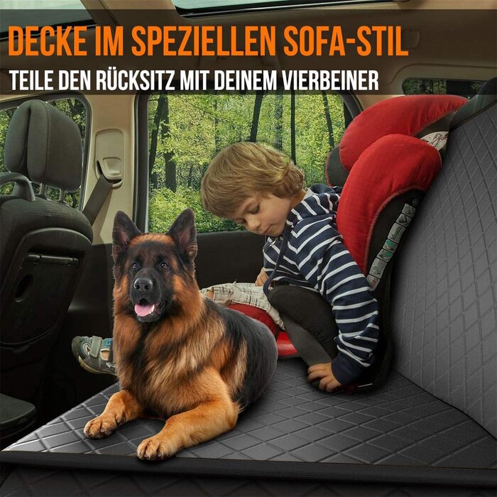 Накладки на сидіння автомобіля для собак Strex - чорний, 137 x 147 см - захисний чохол, підстилка для собак, з поводом та сумкою для зберігання