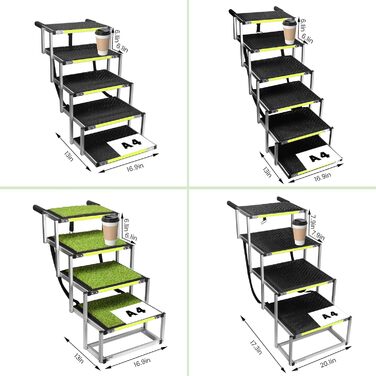 Сходинки для собак Robuster з 6-шарового алюмінію з тканини 1680D PVC – протиковзкі, легкі та портативні – ідеально підходять для авто, SUV, вантажівок – Чорний (106 x 80 x 43 см)