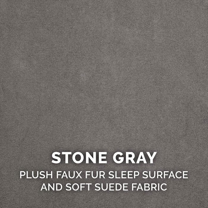 Ортопедичне собаче ліжко Furhaven для великих та середніх собак знімний, пральний чохол та двостороннє пінополіуретанове подушка, для собак до 34 кг – Luxury Edition з штучного хутра та замші – L 86 x B 107 x H 33 см, сірий колір (Luxury Edition з штучног