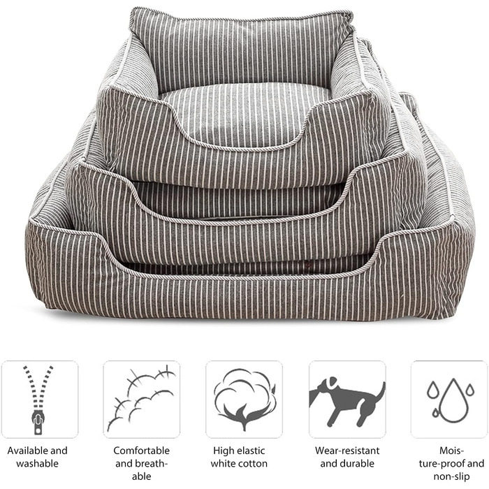 Ортопедичне ліжко для собак Petcute Hautierbett, м'яке, знімний чохол, для маленьких собак, сіре (M)