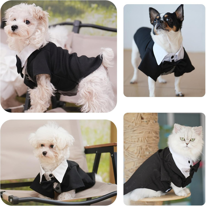 ЕлегантнийSmoking для собак: формальний костюм з краваткою для собак, весільний набір, костюм для цуценят, маленьких та середніх собак, котів. Розмір 3XL