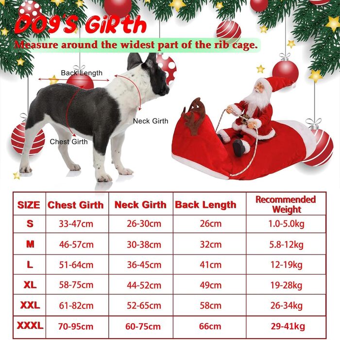 Костюм Святого Миколая для собак RANYPET, карнавальний костюм для собак, святковий набір для собак, розмір M (XXXL(Окружність шиї:60-75см, Окружність грудей:70-95см), Класичний (Червоний))