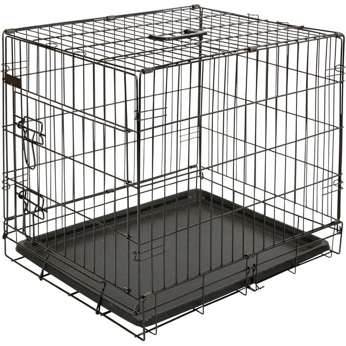 Складана металева транспортна клітка для тварин Kerbl Pet, 63×48×57 см, 1 дверцята, чорна